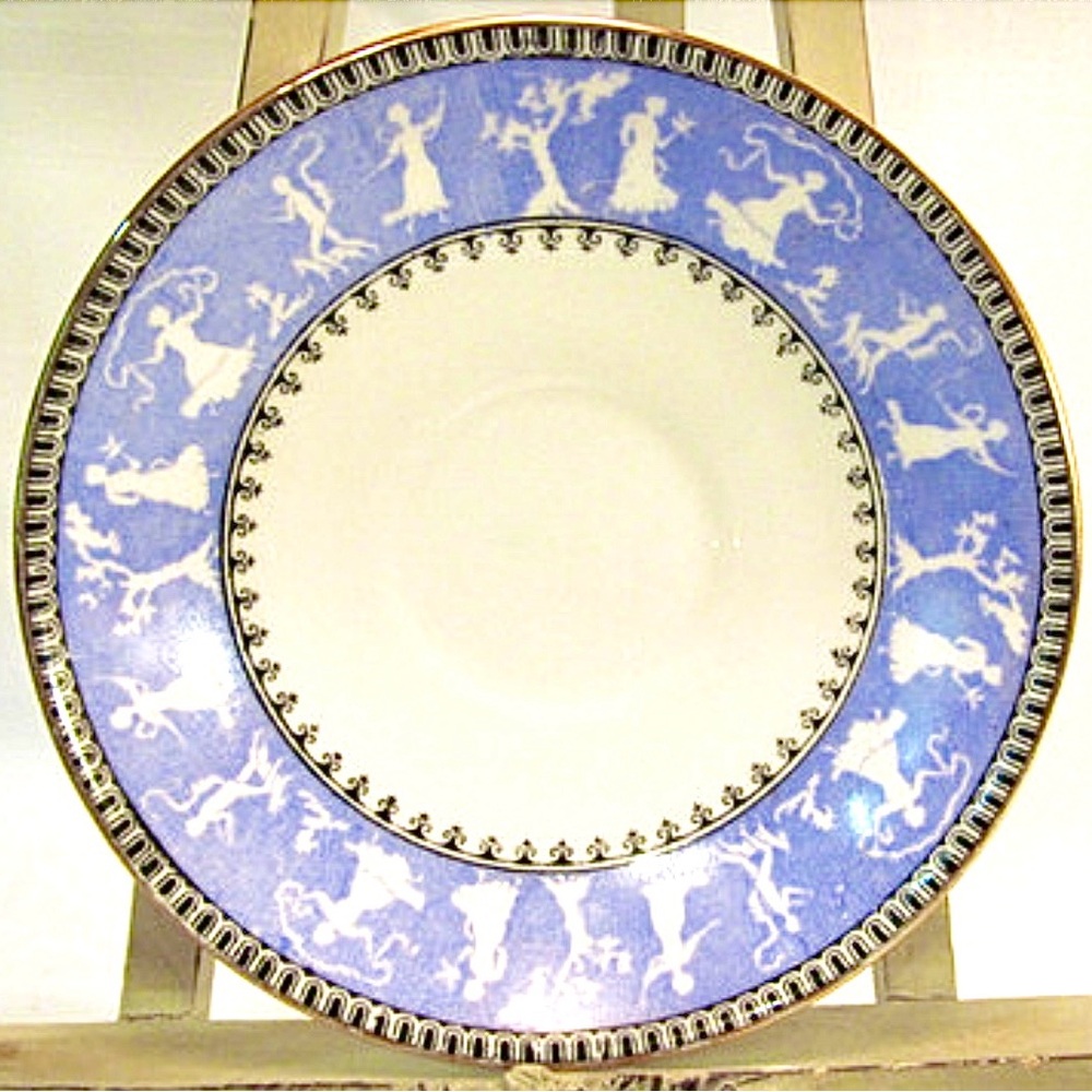 Crown Staffordshire Antique Blue White Sillouette Numbered  Plate